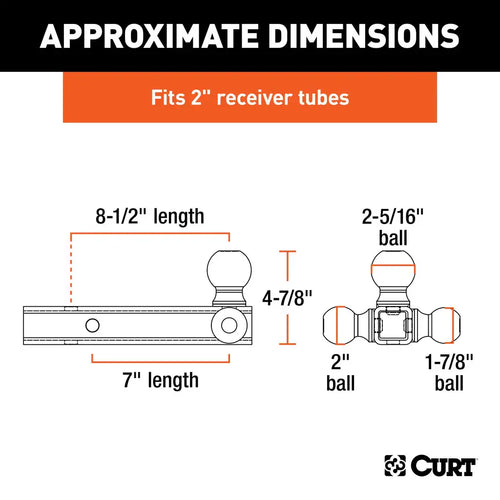 Curt Multi-Ball Mount (2 Hollow Shank, 1-7/8, 2 & 2-5/16 Black Balls)