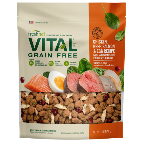 VITAL® GRAIN FREE CHICKEN, BEEF, SALMON & EGG RECIPE WITH ANTIOXIDANT-RICH FRUITS & VEGETABLES FOR DOGS