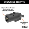 Curt Electrical Adapter (7-Way RV Blade Vehicle to 5-Way Flat Trailer, Packaged) #57251